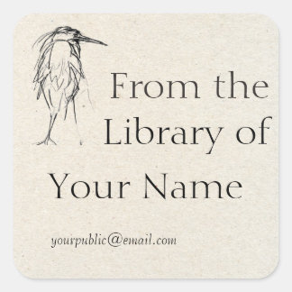 Blue Heron Sketch Bookplate
