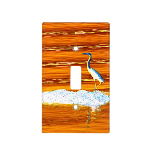 blue heron standing light switch cover