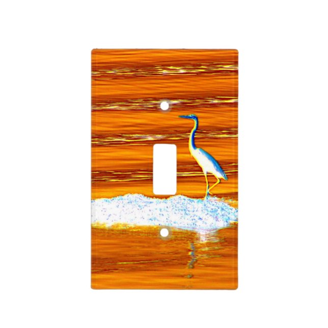 blue heron standing light switch cover (Front)