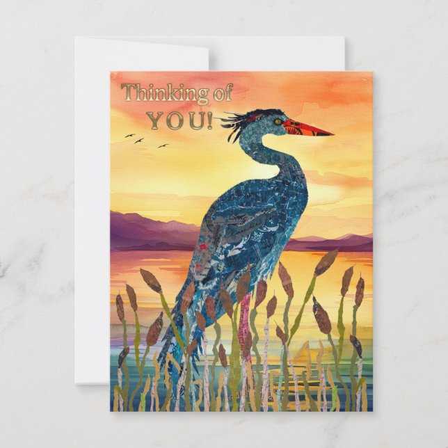 Blue Heron Sunset Greeting Card (Front)