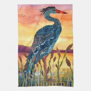 Blue Heron Sunset Kitchen Towel
