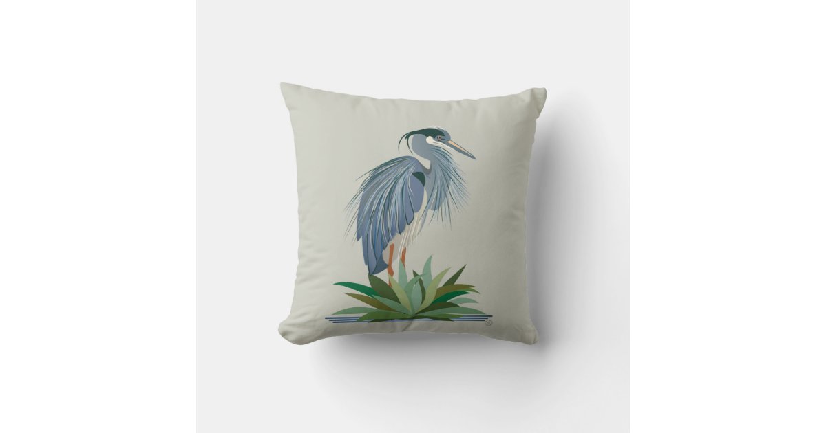 Blue Heron Throw Pillow Zazzle