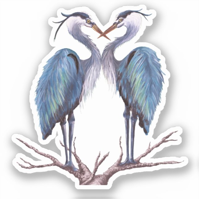 Blue Heron Vinyl Sticker (Front)