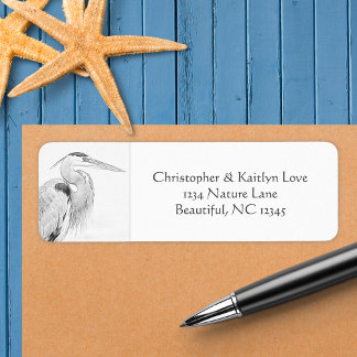 Blue Heron Water Bird Beach Coastal Return Address Label