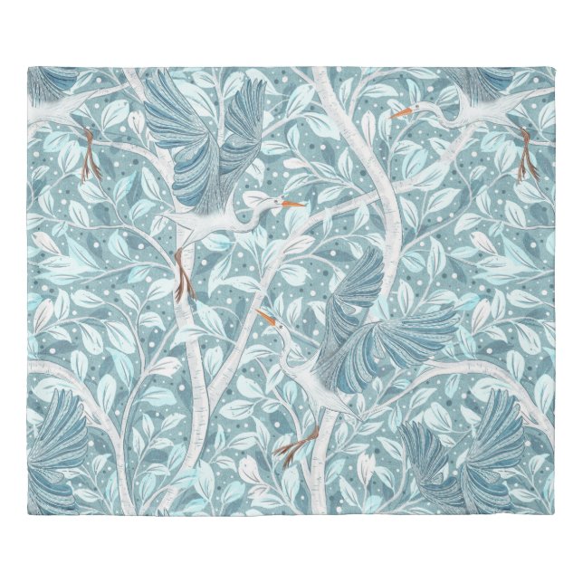 Blue Heron's Serene Nesting Place Duvet Cover (Front)