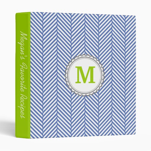 Blue Herringbone 3 Ring Binder