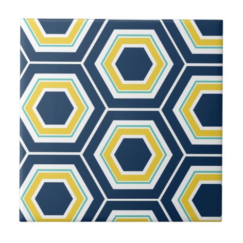 Blue Hexagon Ceramic Tile