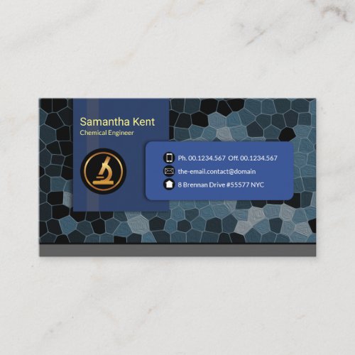 Blue Hexagon Chemical Crystals Gold Microscope Business Card