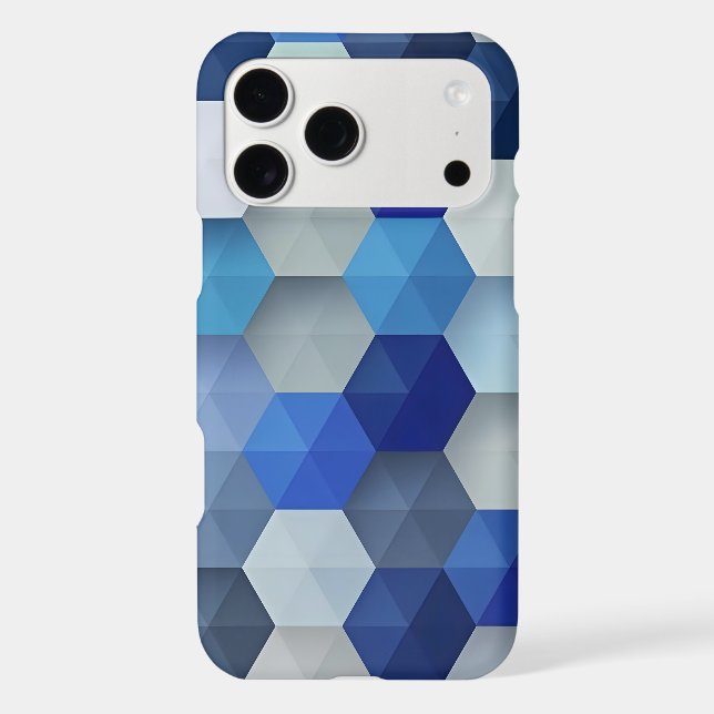 Blue Hexagon Geometric iPhone 17 Pro Max Case (Back)