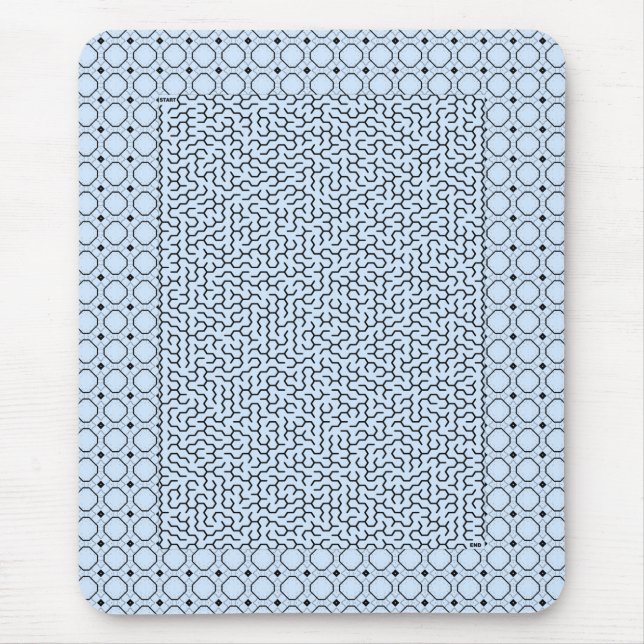 Blue Hexagon Maze Mouse Pad (Front)