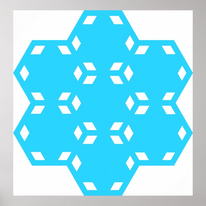 Blue Hexagon Star Print