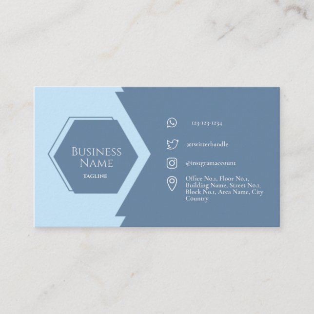 Blue Hexagons Business Card (Front)