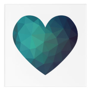 Blue hi-tech geometric heart design acrylic print