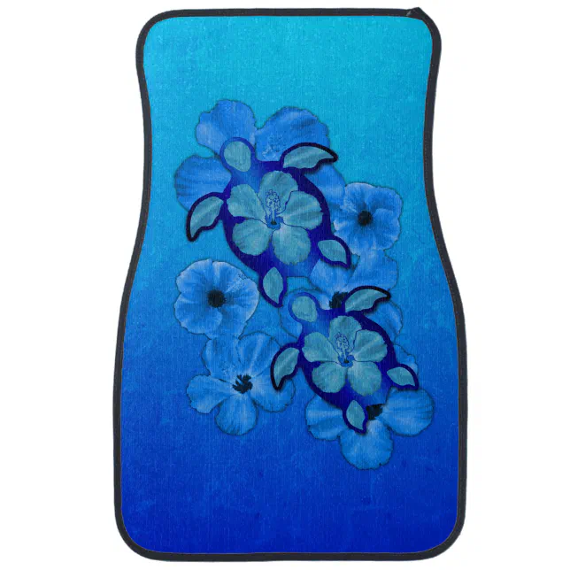 Blue Hibiscus Hawaiian Print Floor Mat