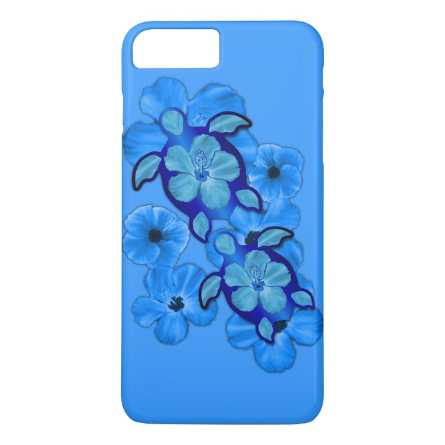 Blue Hibiscus And Honu Turtles Case-Mate iPhone Case (Back)