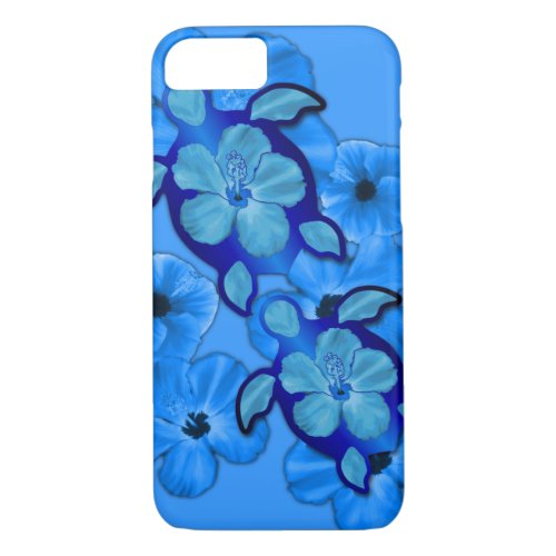 Blue Hibiscus And Honu Turtles iPhone 87 Case