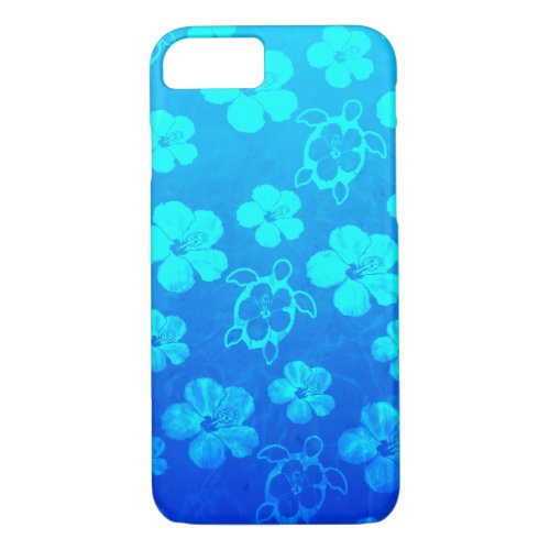 Blue Hibiscus And Honu Turtles iPhone 87 Case