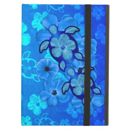 Blue Hibiscus And Honu Turtles Cover For Ipad Air
