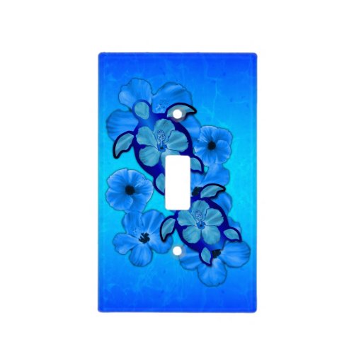 Blue Hibiscus And Honu Turtles Light Switch Cover