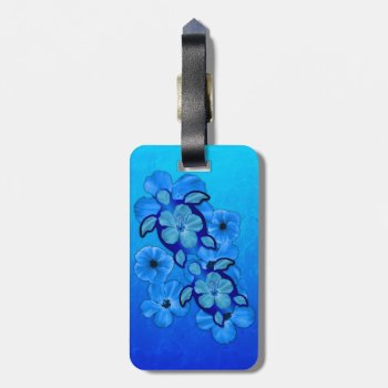 Blue Hibiscus And Honu Turtles Luggage Tag by BailOutIsland at Zazzle