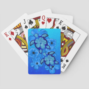 Blue Hibiscus And Honu Turtles Poker Cards
