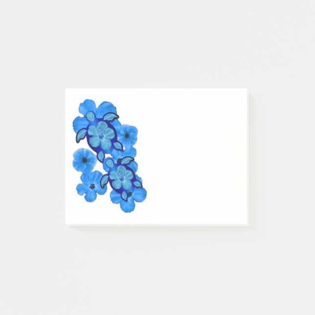 Blue Hibiscus And Honu Turtles Post-it Notes (Front)
