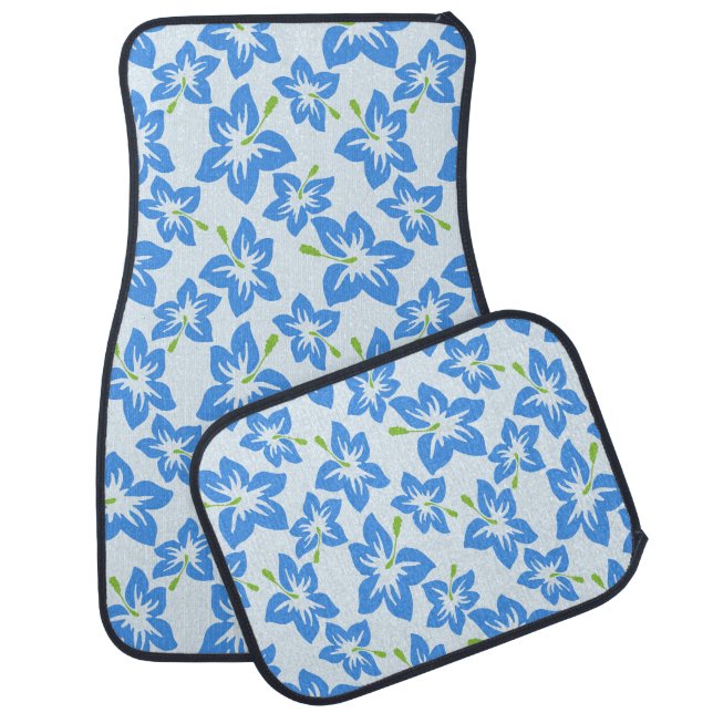Blue Hibiscus, Blue Flowers, Pattern Of Flowers Car Floor Mat (Set)