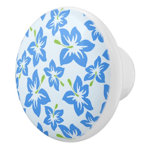 Blue Hibiscus Blue Flowers Pattern Of Flowers Ceramic Knob