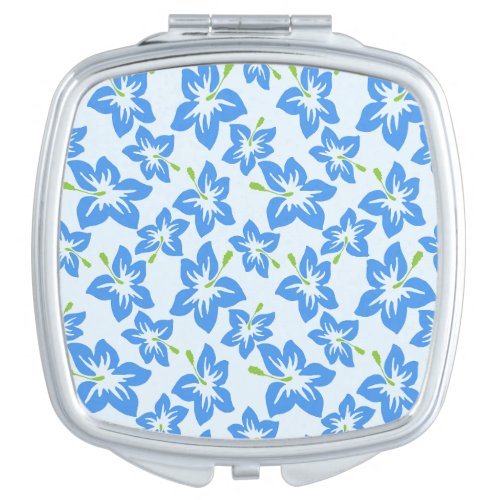 Blue Hibiscus Blue Flowers Pattern Of Flowers Compact Mirror