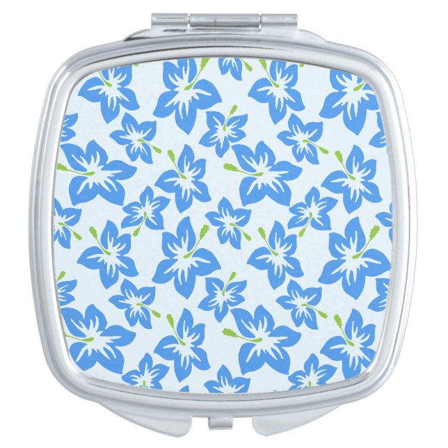 Blue Hibiscus, Blue Flowers, Pattern Of Flowers Compact Mirror (Front)