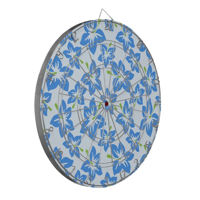 Blue Hibiscus, Blue Flowers, Pattern Of Flowers Dart Board (Front Left)