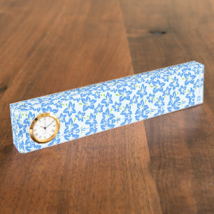 Blue Hibiscus, Blue Flowers, Pattern Of Flowers Desk Name Plate