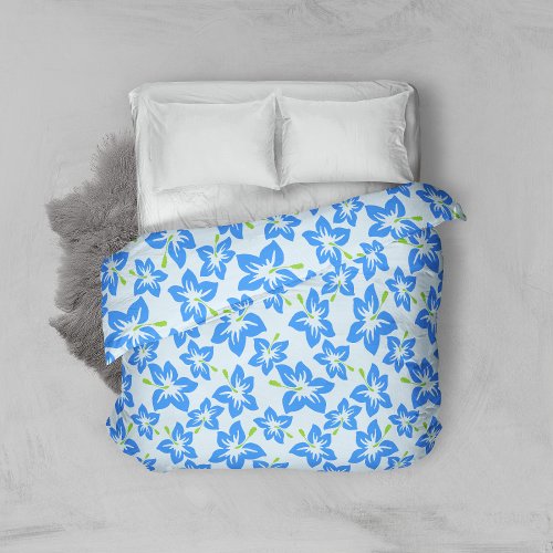 Blue Hibiscus Blue Flowers Pattern Of Flowers Duvet Cover