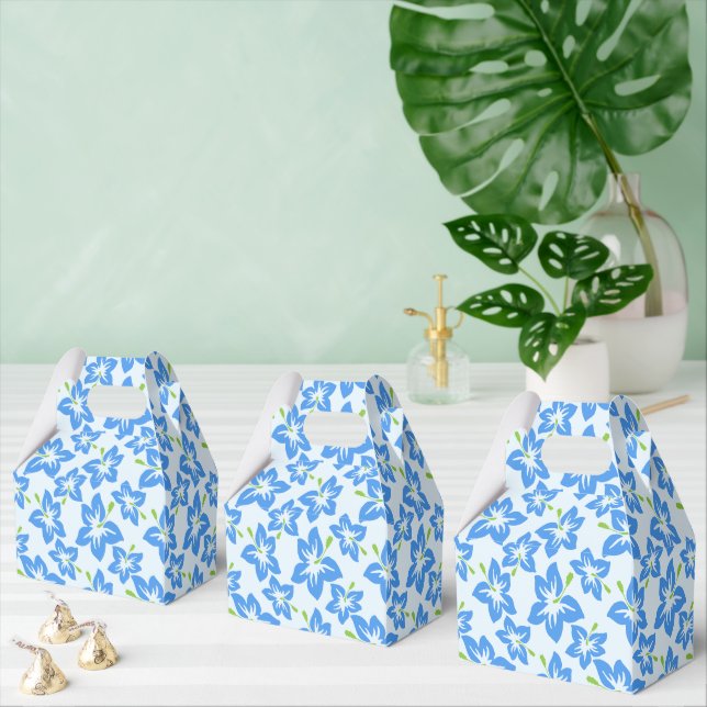 Blue Hibiscus, Blue Flowers, Pattern Of Flowers Favor Boxes (Multiple)