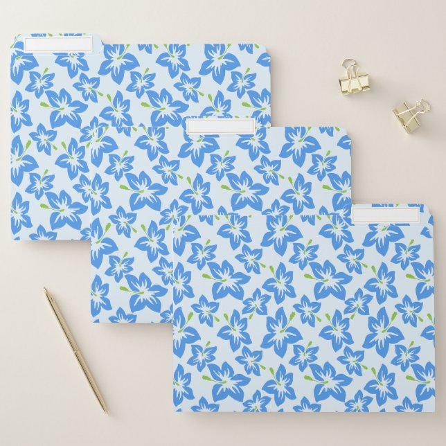 Blue Hibiscus, Blue Flowers, Pattern Of Flowers File Folder (Set)