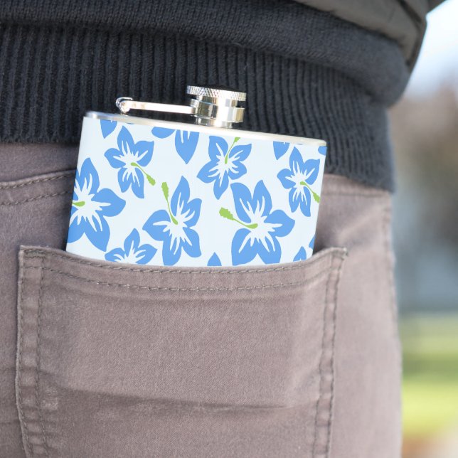 Blue Hibiscus, Blue Flowers, Pattern Of Flowers Flask (In Situ)