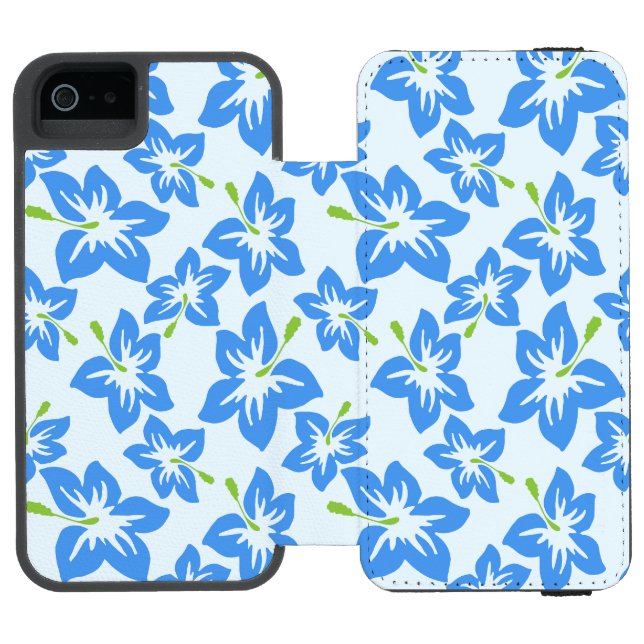Blue Hibiscus, Blue Flowers, Pattern Of Flowers Incipio iPhone Wallet Case (Folio Open)