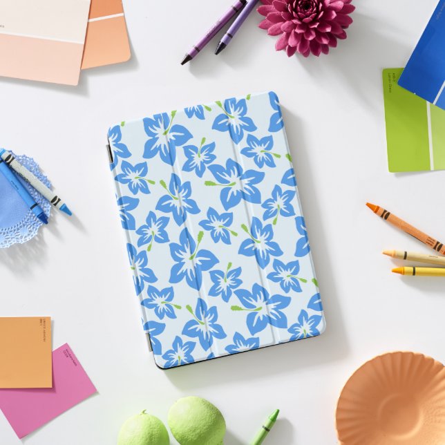 Blue Hibiscus, Blue Flowers, Pattern Of Flowers iPad Pro Cover (Desk)