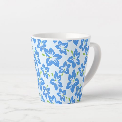 Blue Hibiscus Blue Flowers Pattern Of Flowers Latte Mug