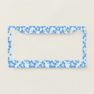 Blue Hibiscus, Blue Flowers, Pattern Of Flowers License Plate Frame