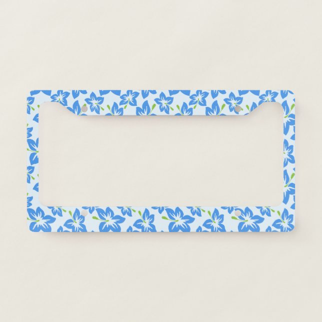 Blue Hibiscus, Blue Flowers, Pattern Of Flowers License Plate Frame (Front)