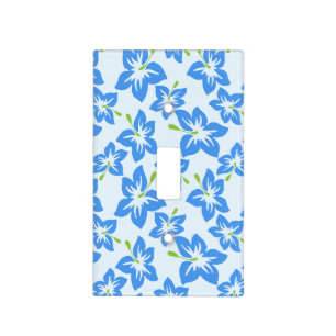 Blue Hibiscus, Blue Flowers, Pattern Of Flowers Light Switch Cover