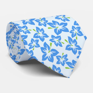 Blue Hibiscus, Blue Flowers, Pattern Of Flowers Neck Tie