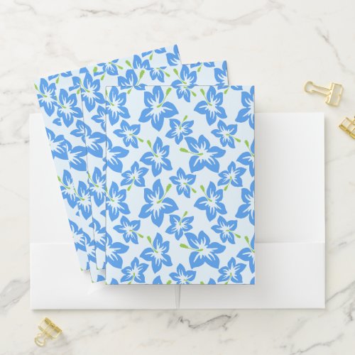 Blue Hibiscus Blue Flowers Pattern Of Flowers Pocket Folder