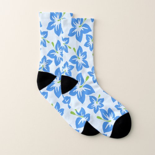 Blue Hibiscus Blue Flowers Pattern Of Flowers Socks