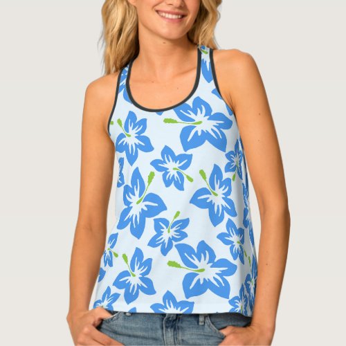 Blue Hibiscus Blue Flowers Pattern Of Flowers Tank Top