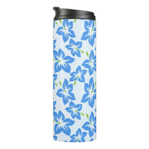 Blue Hibiscus Blue Flowers Pattern Of Flowers Thermal Tumbler