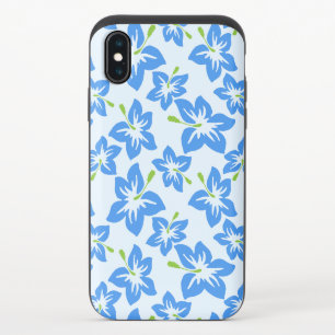 Blue Hibiscus, Blue Flowers, Pattern Of Flowers iPhone XS Slider Case