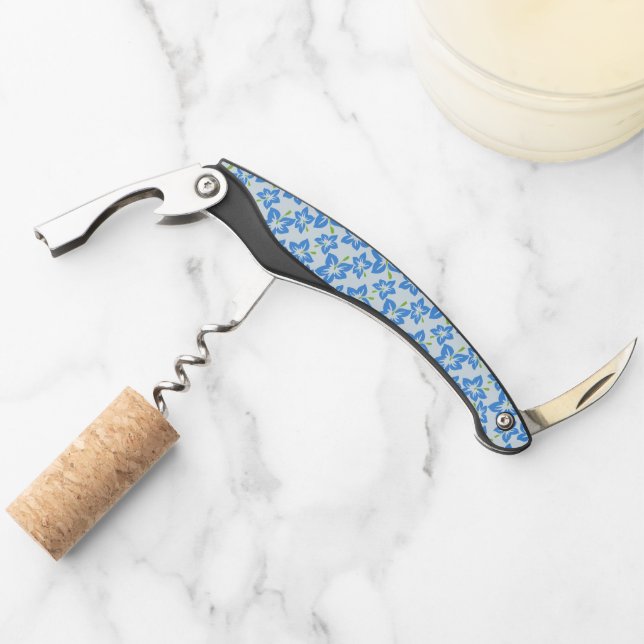 Blue Hibiscus, Blue Flowers, Pattern Of Flowers Waiter's Corkscrew (Front)