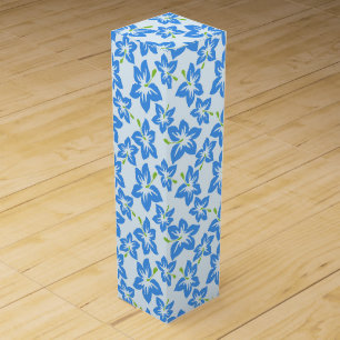 Blue Hibiscus, Blue Flowers, Pattern Of Flowers Wine Box